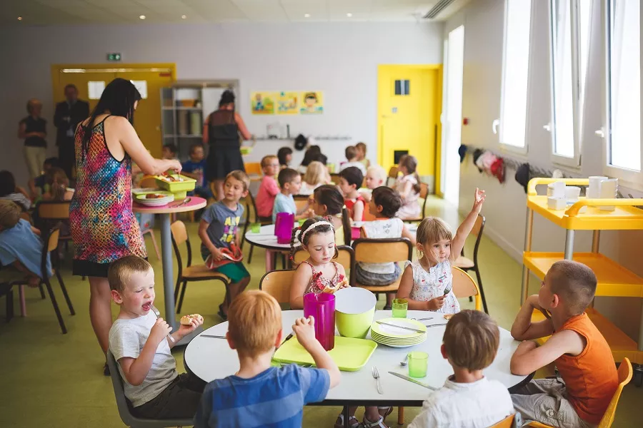 bambini, tavola scuola