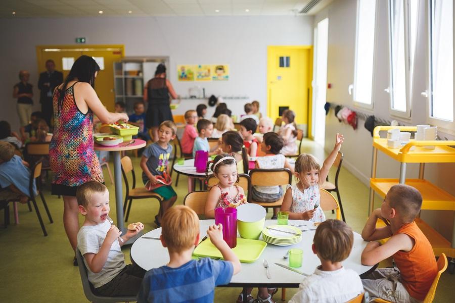 bambini, tavola scuola