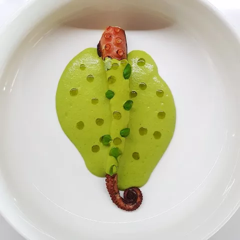 polpo grigliato con gazpacho verde ricetta