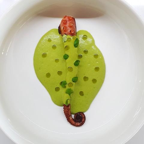 polpo grigliato con gazpacho verde ricetta